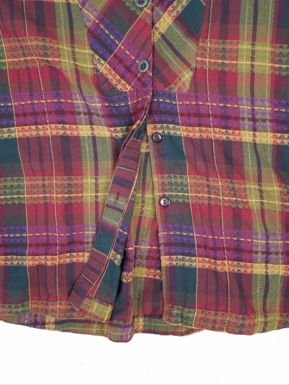 Habitat plaid button up shirt long sleeve Lagenlook artsy boho fall relaxed fit - Picture 4 of 11